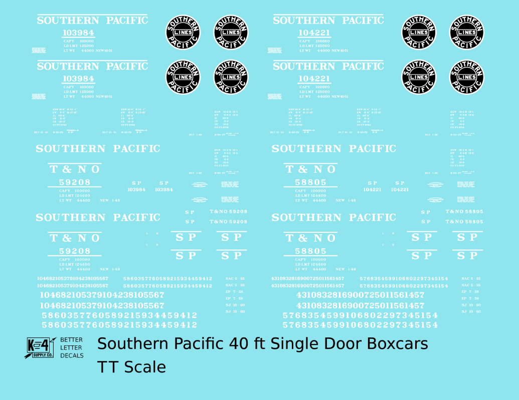 Southern Pacific 40 Ft Single Door Boxcar White and Black