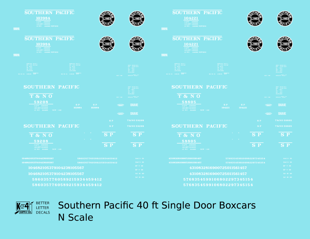 Southern Pacific 40 Ft Single Door Boxcar White and Black