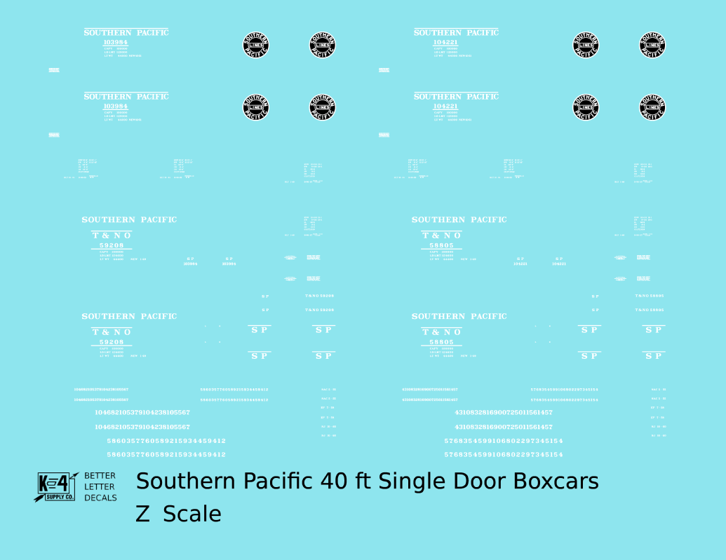 Southern Pacific 40 Ft Single Door Boxcar White and Black