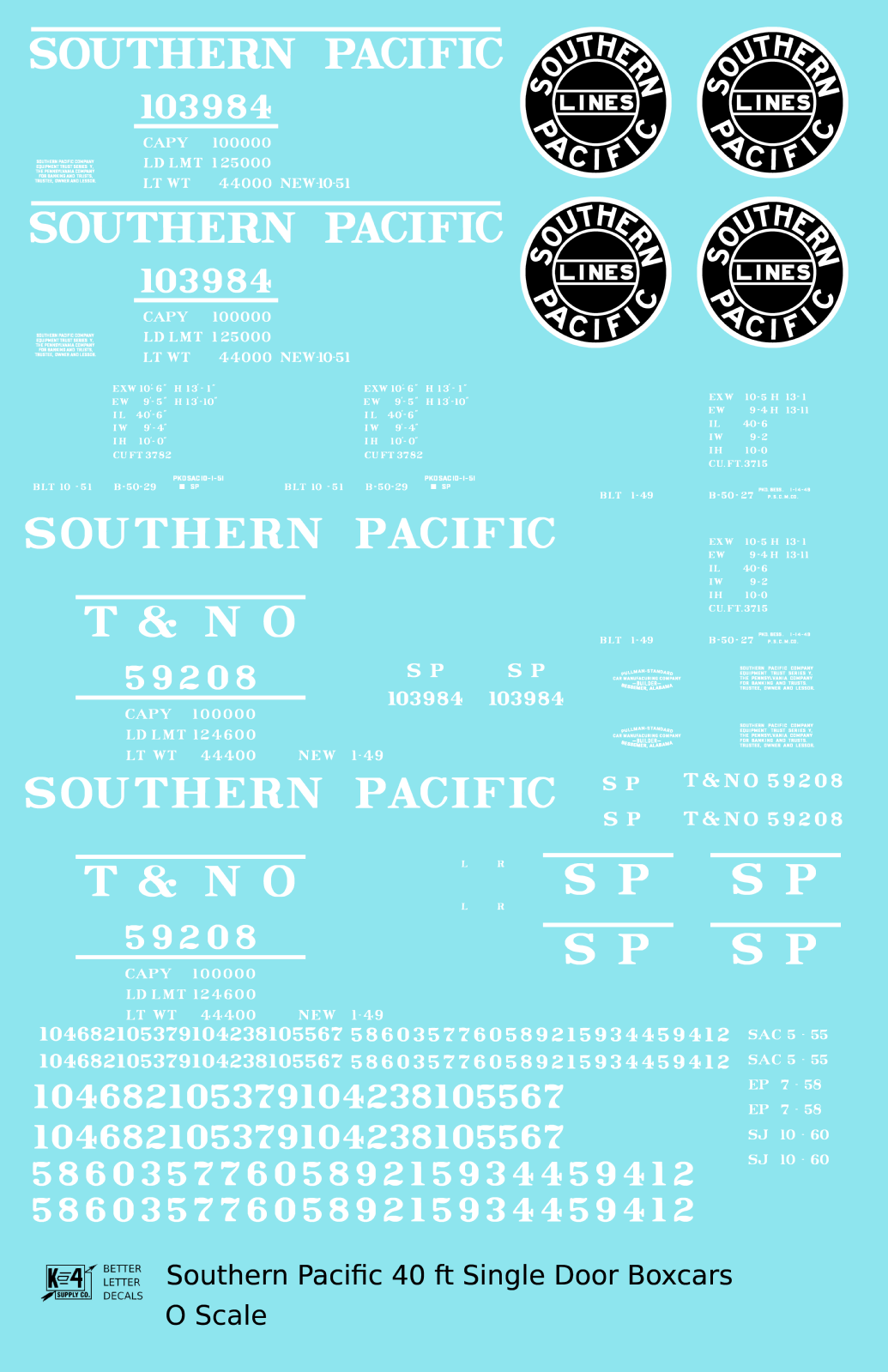Southern Pacific 40 Ft Single Door Boxcar White and Black