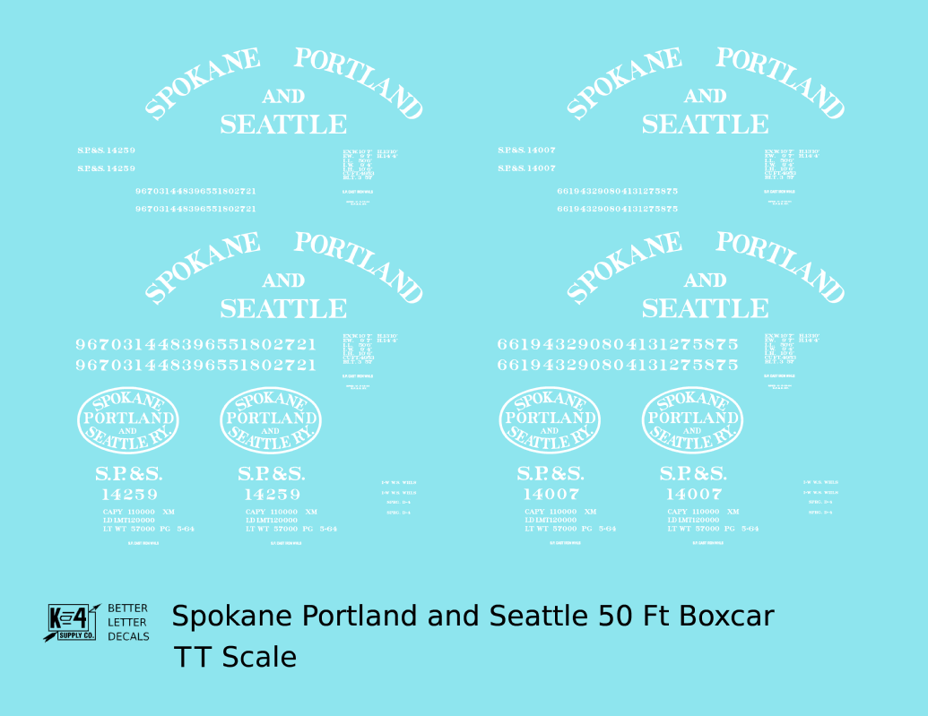 Spokane Portland & Seattle 50 Ft Boxcar White Arched Lettering