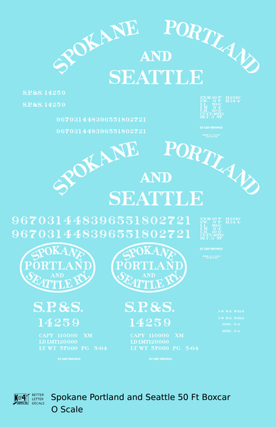Spokane Portland & Seattle 50 Ft Boxcar White Arched Lettering