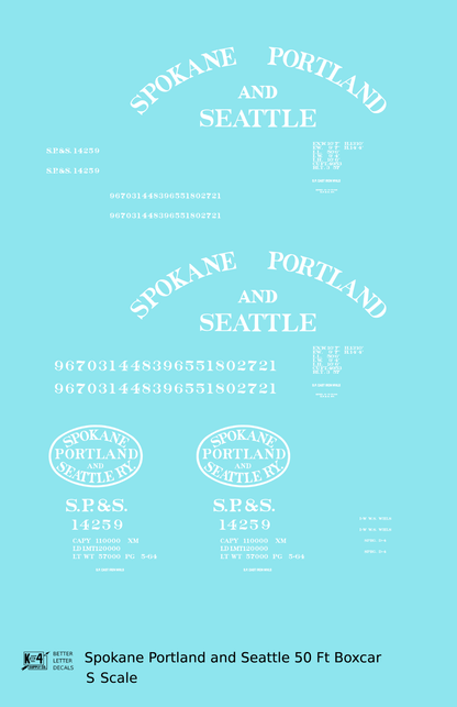 Spokane Portland & Seattle 50 Ft Boxcar White Arched Lettering