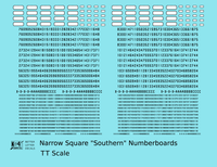 Narrow Square Style Diesel Number Boards  Black On White  - Decal - Choose Scale