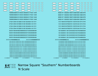 Narrow Square Style Diesel Number Boards  Black On White  - Decal - Choose Scale