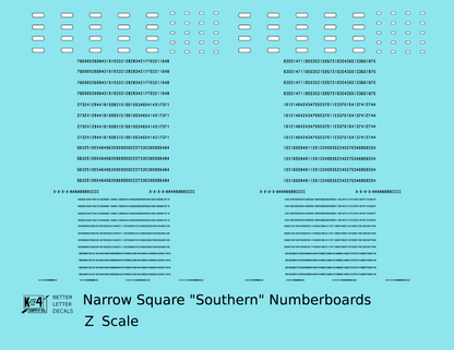 Narrow Square Style Diesel Number Boards  Black On White  - Decal - Choose Scale