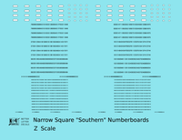 Narrow Square Style Diesel Number Boards  Black On White  - Decal - Choose Scale