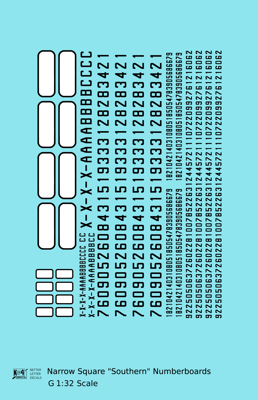 Narrow Square Style Diesel Number Boards  Black On White  - Decal - Choose Scale