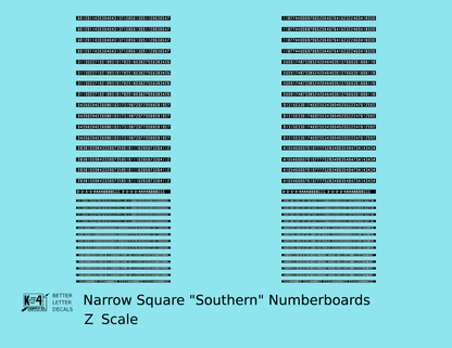 Narrow Square Style Diesel Number Boards  White On Black  - Decal - Choose Scale