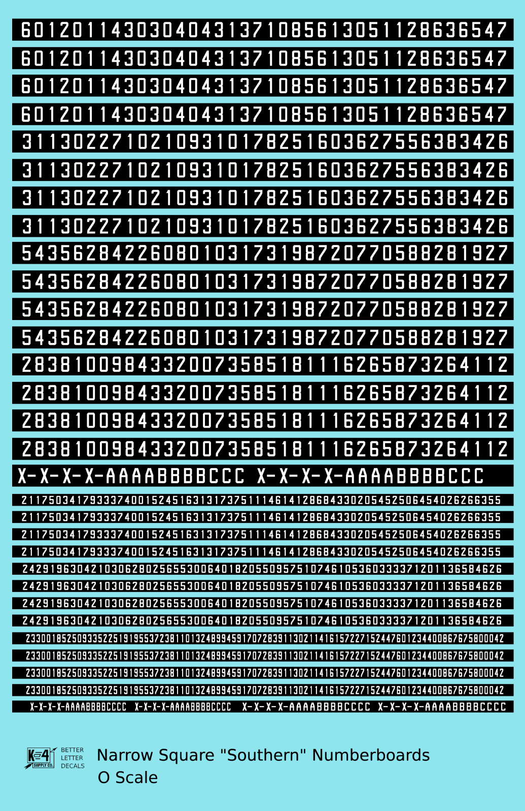 Narrow Square Style Diesel Number Boards  White On Black  - Decal - Choose Scale