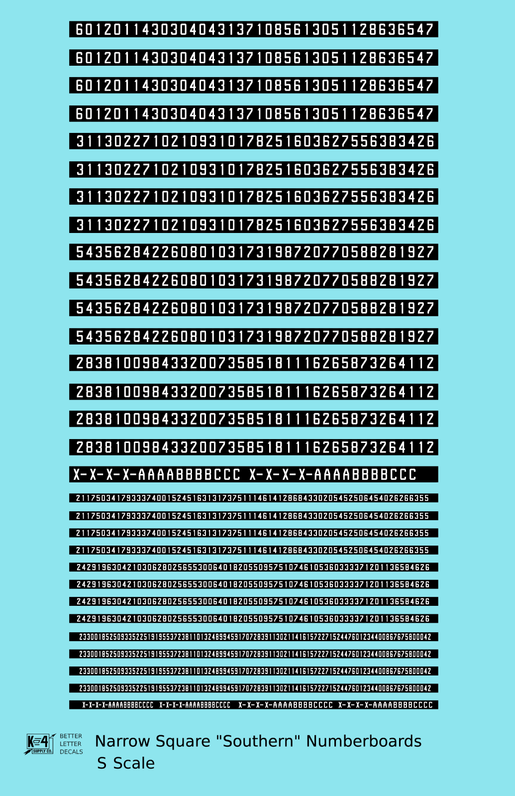 Narrow Square Style Diesel Number Boards  White On Black  - Decal - Choose Scale