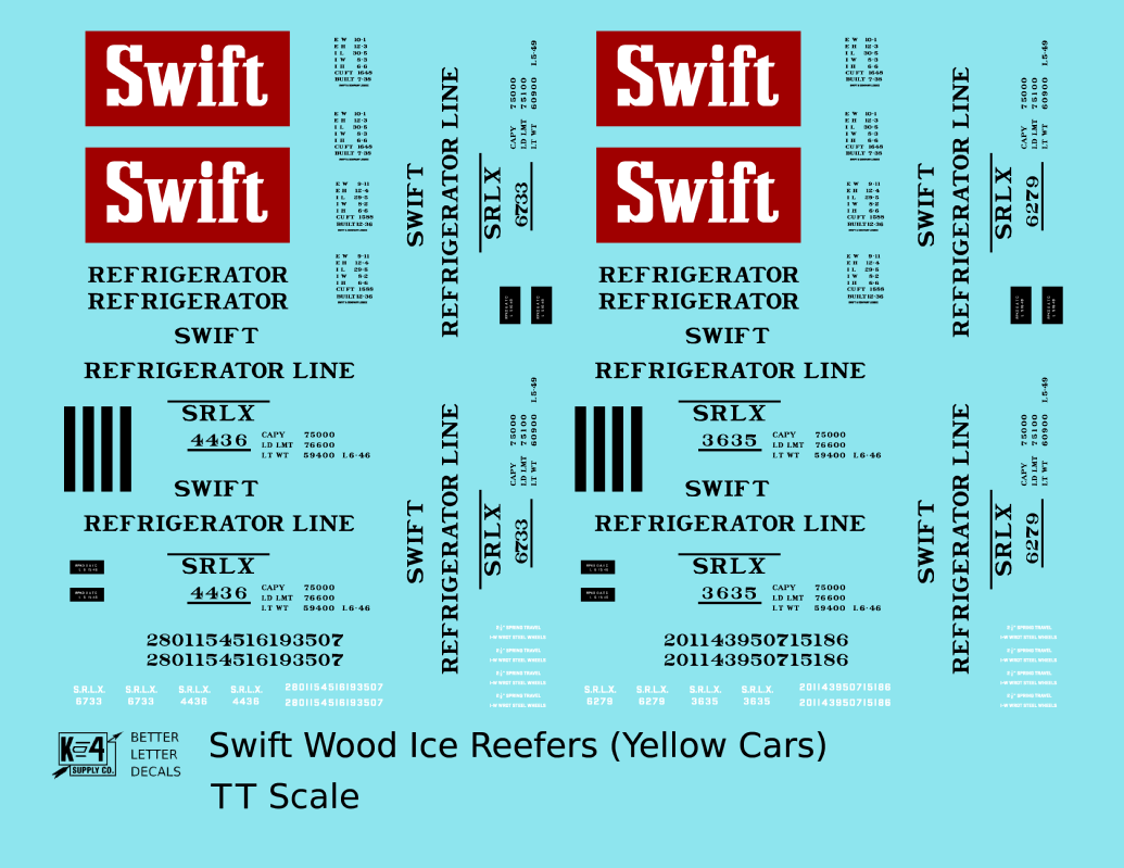 Swift Refrigerator Line Wood Ice Reefer Black and Red For Yellow Car