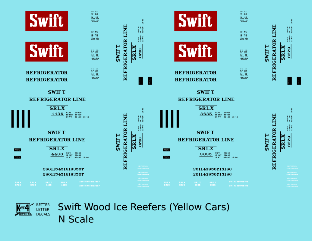 Swift Refrigerator Line Wood Ice Reefer Black and Red For Yellow Car
