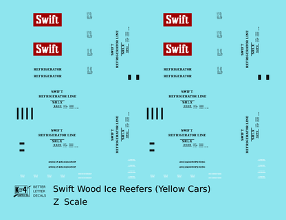 Swift Refrigerator Line Wood Ice Reefer Black and Red For Yellow Car