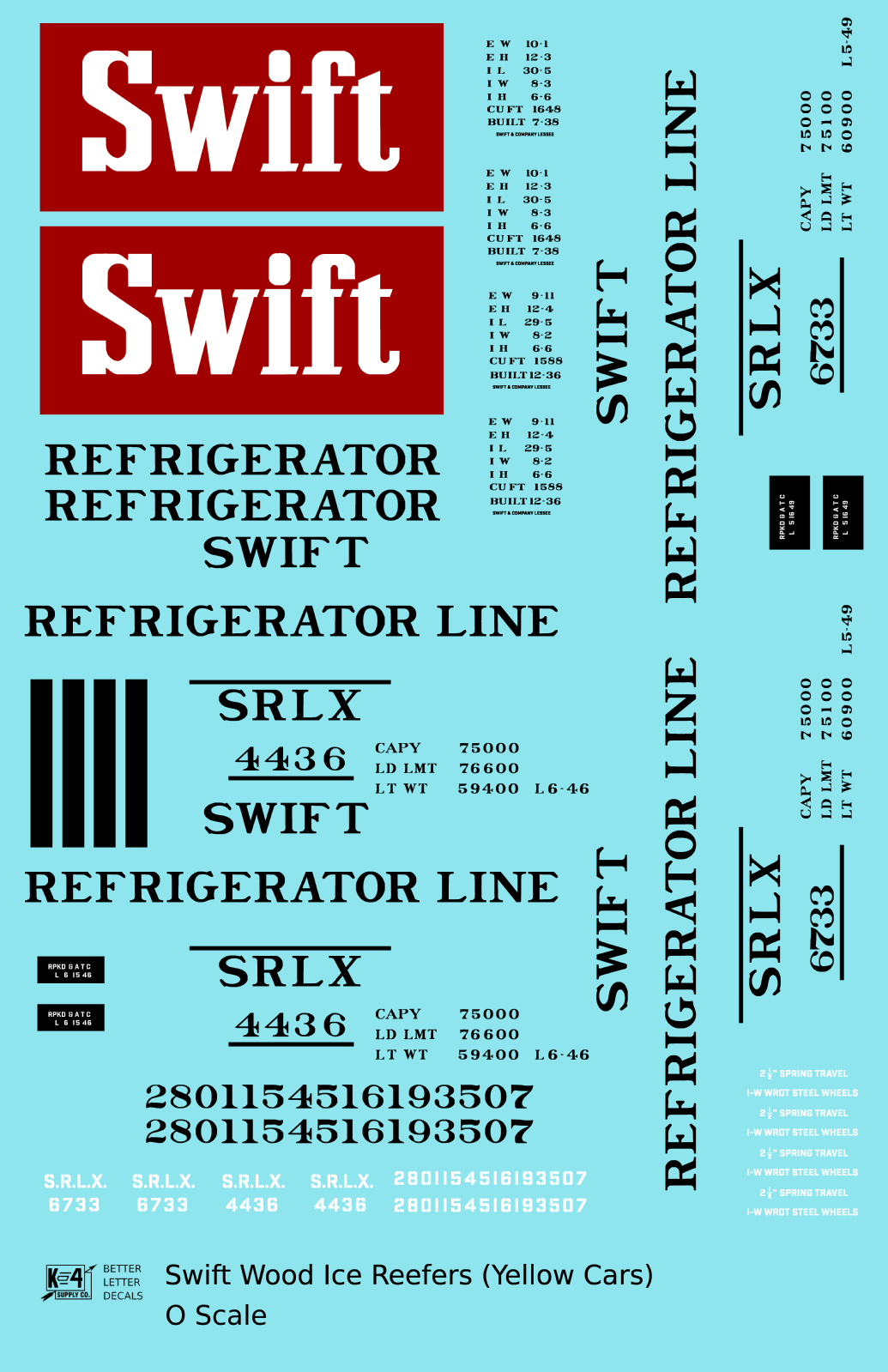 Swift Refrigerator Line Wood Ice Reefer Black and Red For Yellow Car