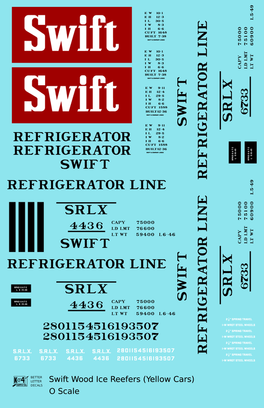 Swift Refrigerator Line Wood Ice Reefer Black and Red For Yellow Car