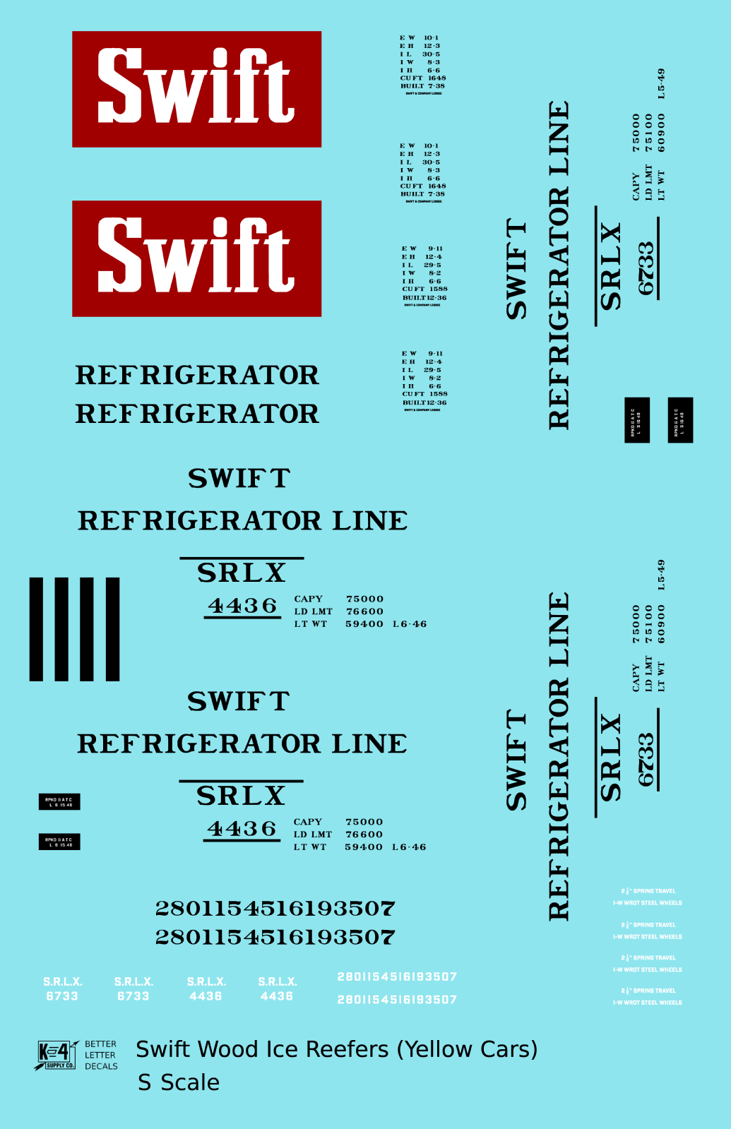Swift Refrigerator Line Wood Ice Reefer Black and Red For Yellow Car