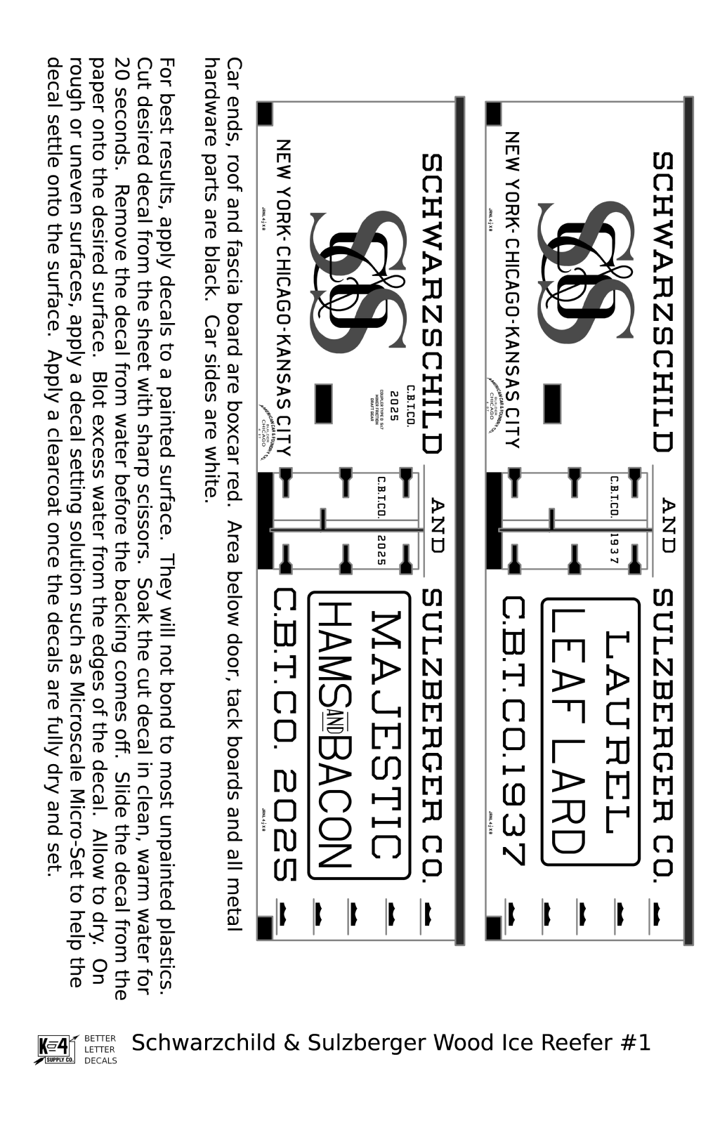 Schwarzchild and Sulzberger Early Wood Ice Reefer Black and Red #1 - Decal