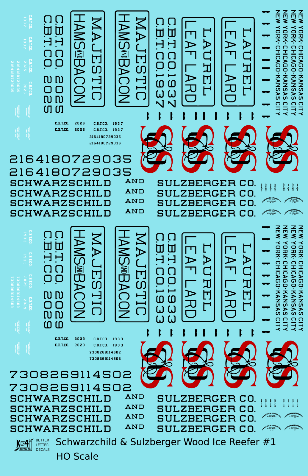Schwarzchild and Sulzberger Early Wood Ice Reefer Black and Red #1 - Decal - Choose Scale