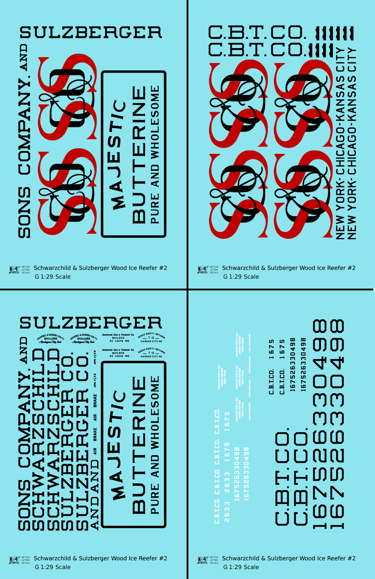 Schwarzchild and Sulzberger Early Wood Ice Reefer Black and Red #2 - Decal - Choose Scale