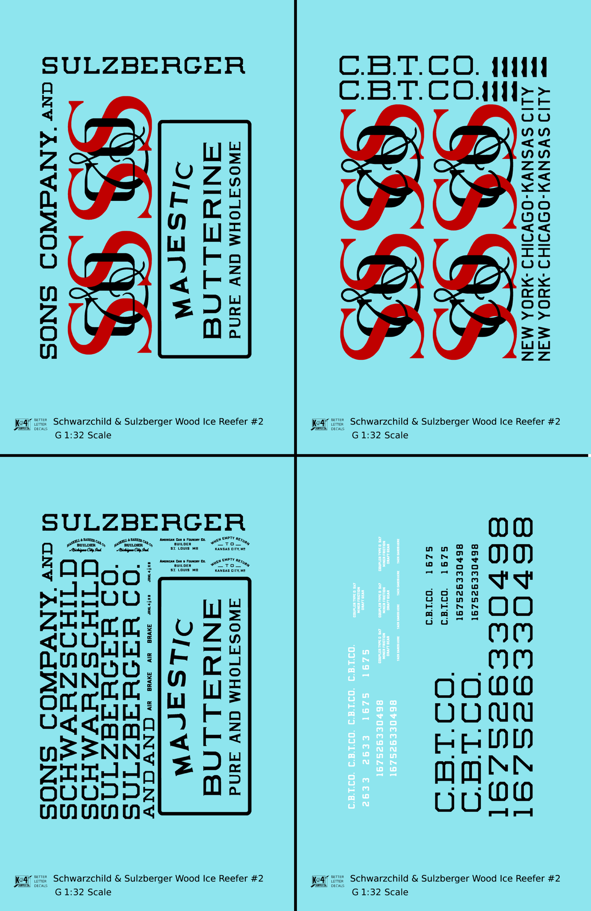 Schwarzchild and Sulzberger Early Wood Ice Reefer Black and Red #2 - Decal - Choose Scale