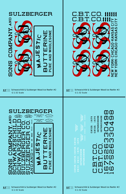 Schwarzchild and Sulzberger Early Wood Ice Reefer Black and Red #2 - Decal - Choose Scale