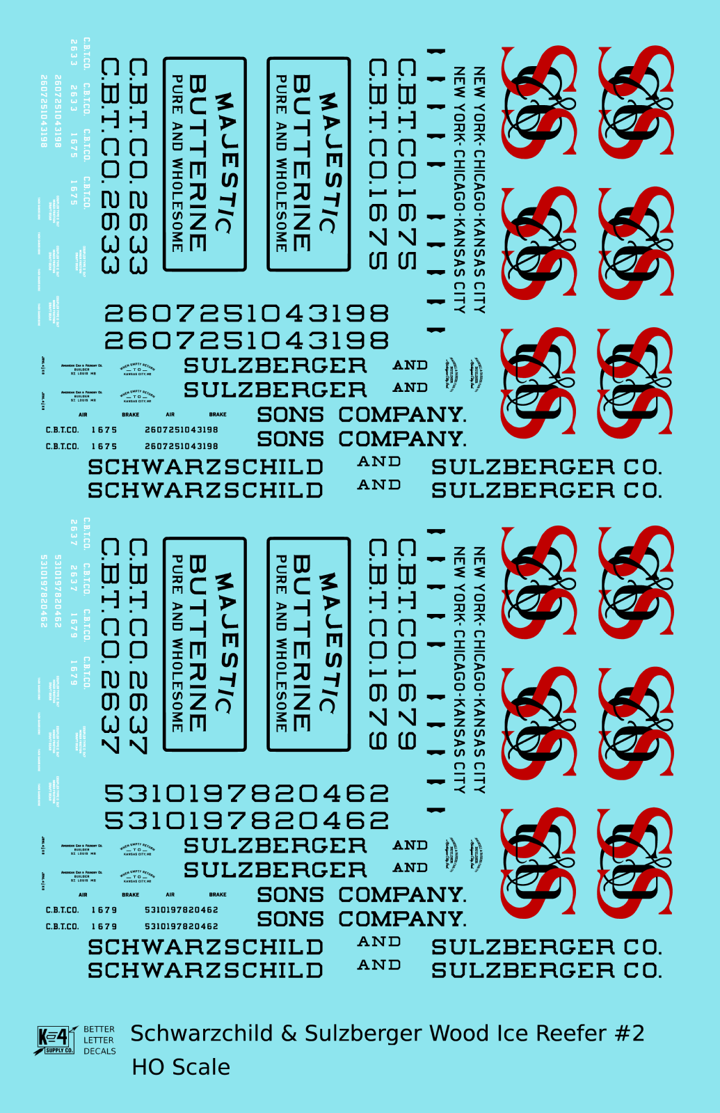 Schwarzchild and Sulzberger Early Wood Ice Reefer Black and Red #2 - Decal - Choose Scale