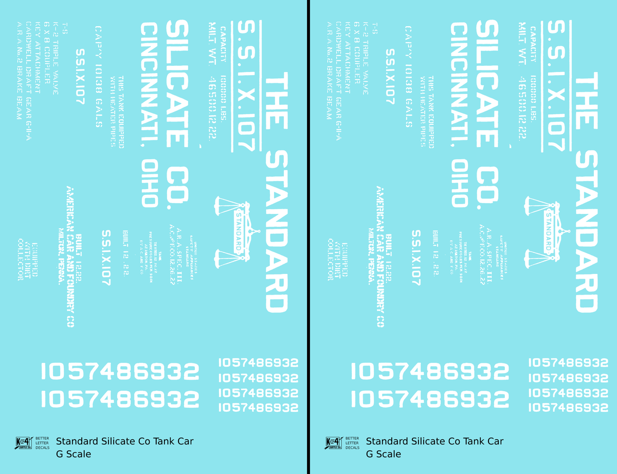 Standard Silicate Tank Car White Cincinnati