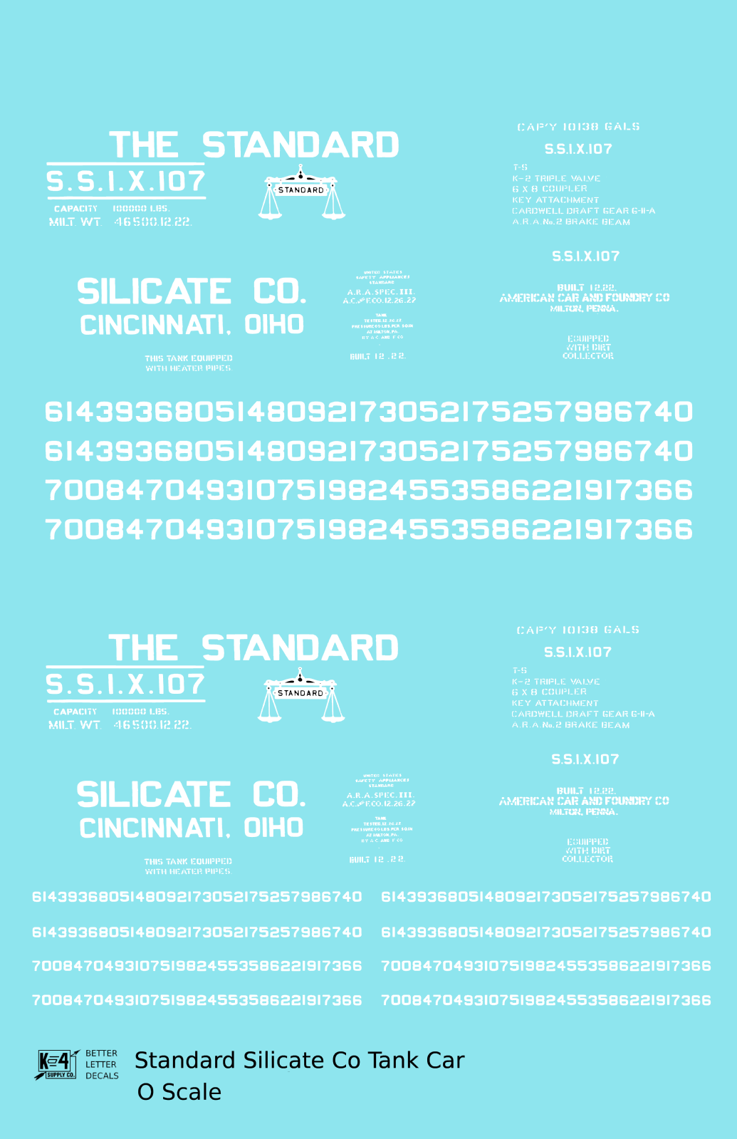 Standard Silicate Tank Car White Cincinnati