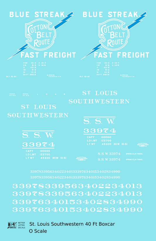Cotton Belt 40 Ft Boxcar White St.L.&SW.