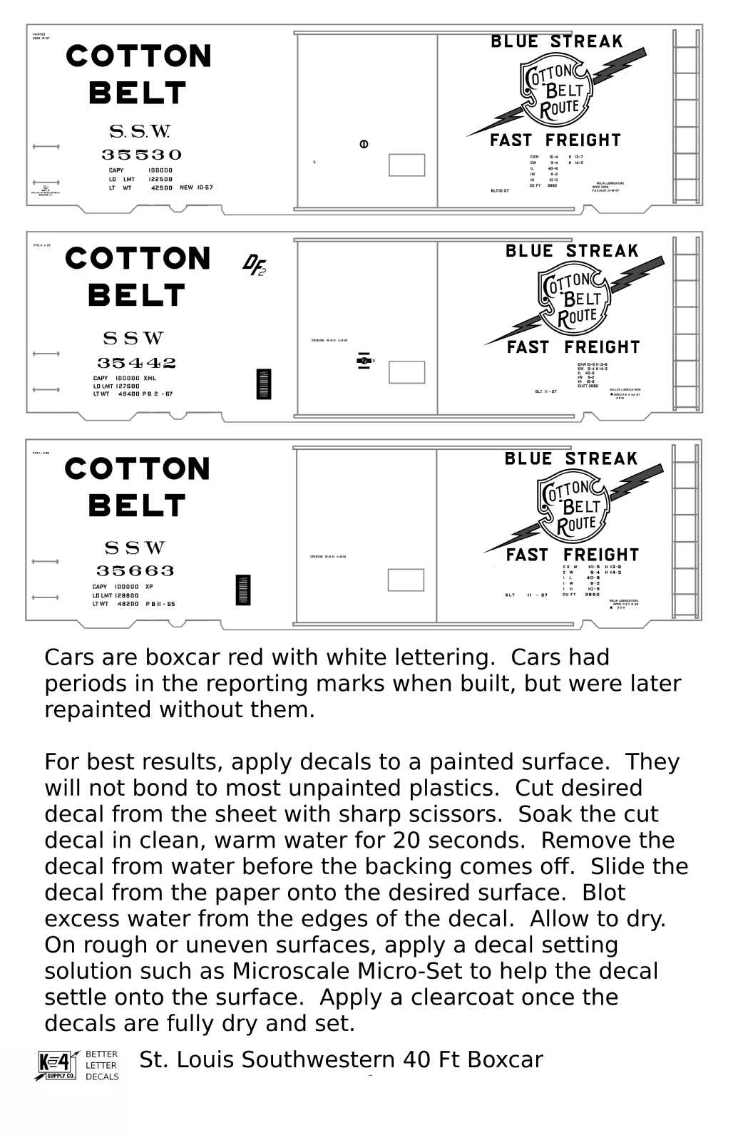 Cotton Belt 40 Ft Boxcar White Block Letter