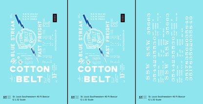 Cotton Belt 40 Ft Boxcar White Block Letter