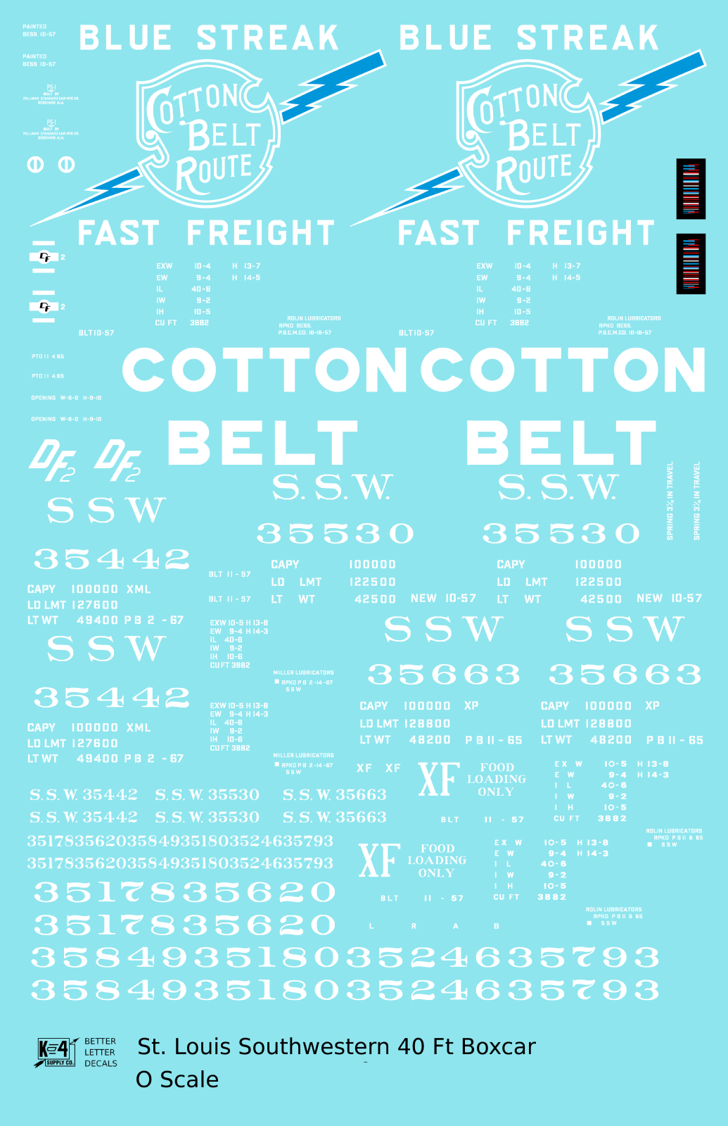 Cotton Belt 40 Ft Boxcar White Block Letter