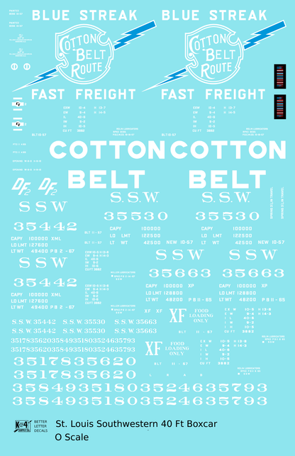 Cotton Belt 40 Ft Boxcar White Block Letter