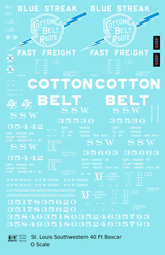 Cotton Belt 40 Ft Boxcar White Block Letter