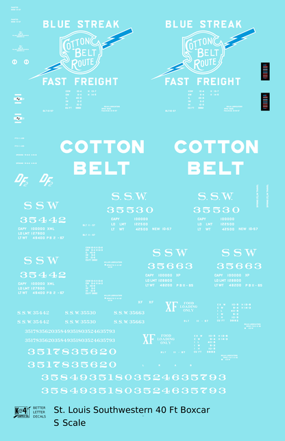 Cotton Belt 40 Ft Boxcar White Block Letter