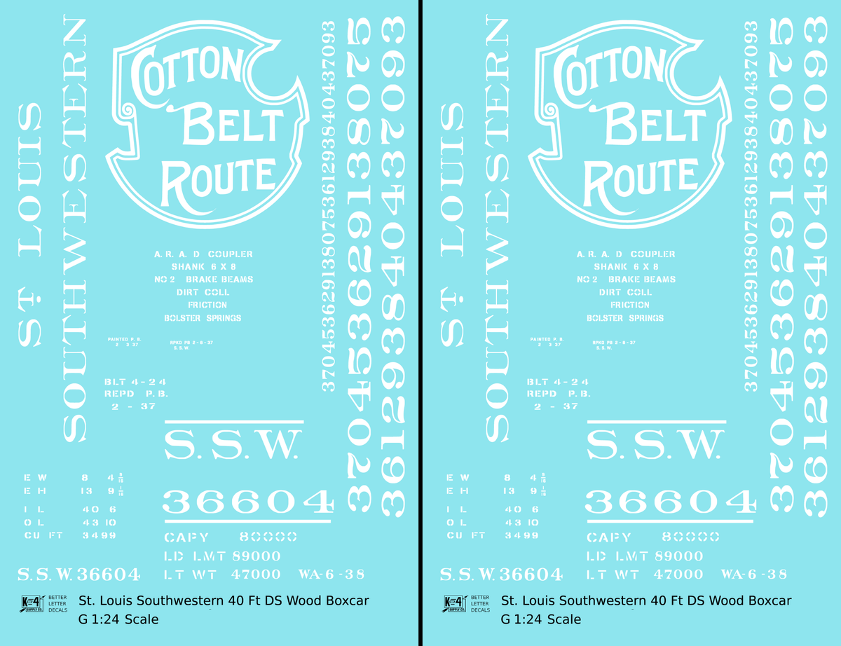 Cotton Belt 40 Ft Double Sheathed Boxcar White