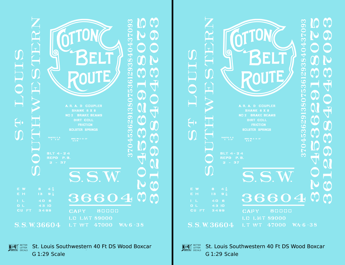Cotton Belt 40 Ft Double Sheathed Boxcar White