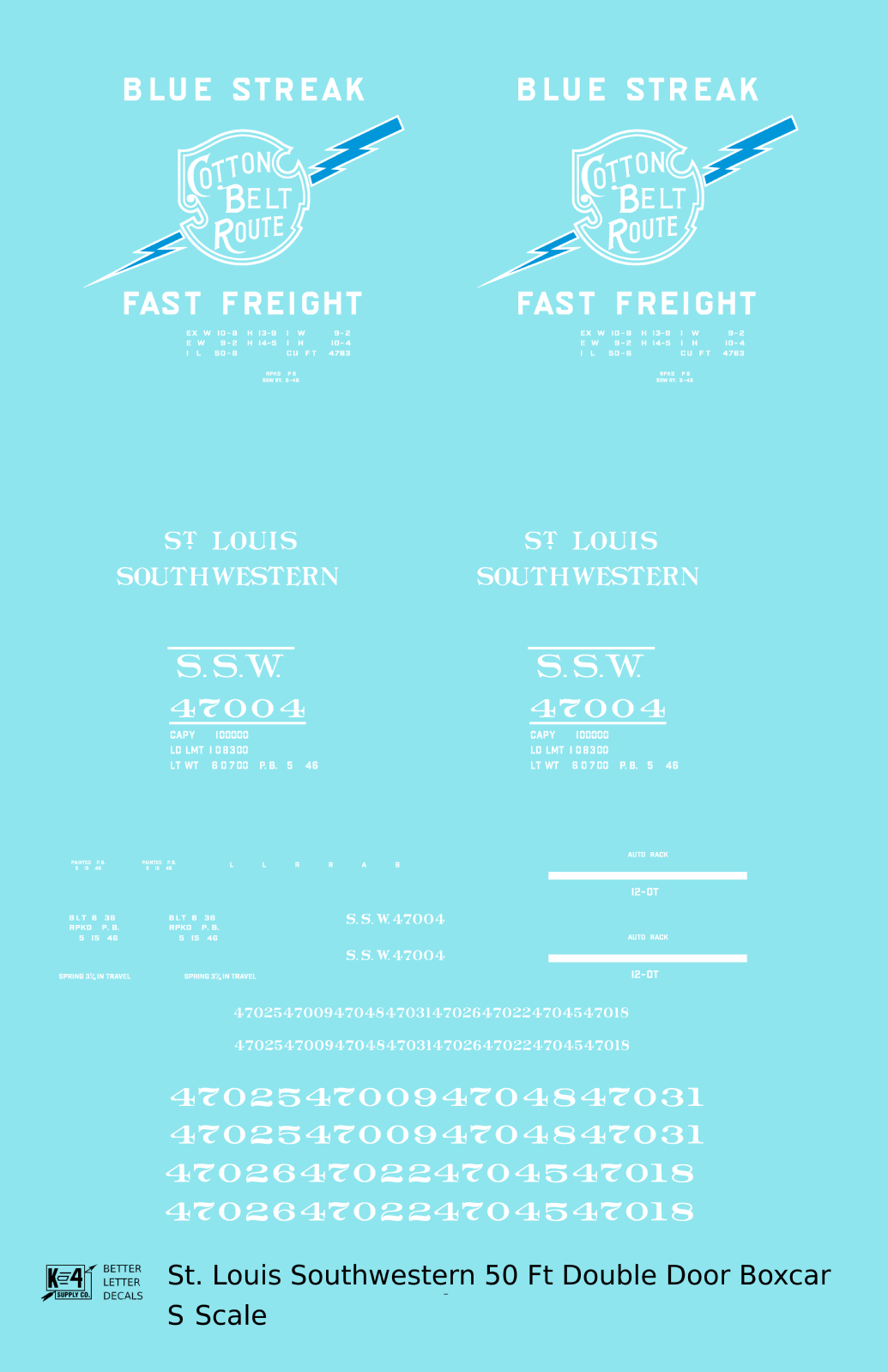 Cotton Belt 50 Ft Auto Boxcar White