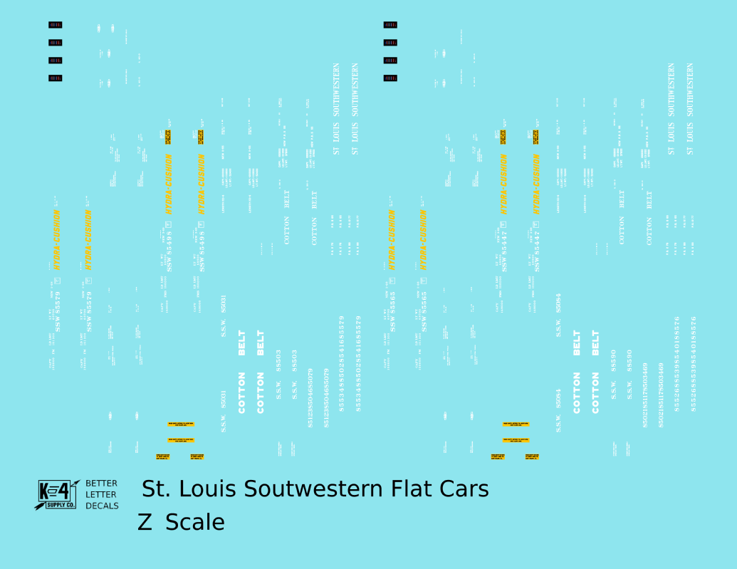 Cotton Belt Flat Car White and Yellow