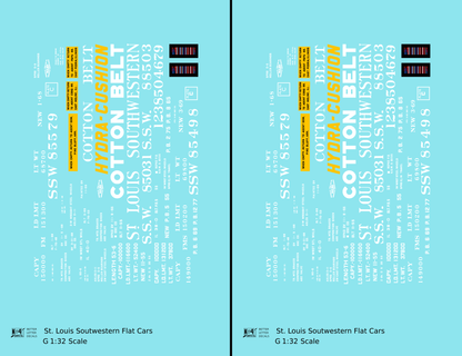 Cotton Belt Flat Car White and Yellow