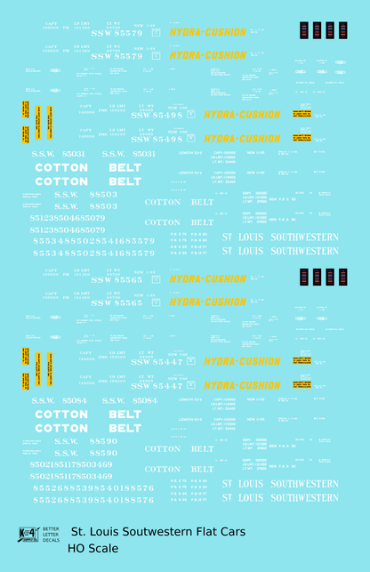 Cotton Belt Flat Car White and Yellow