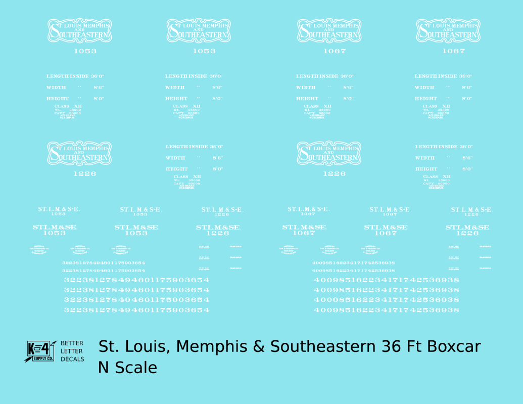 St. Louis Memphis and Southeastern 36 Ft Wood Boxcar White