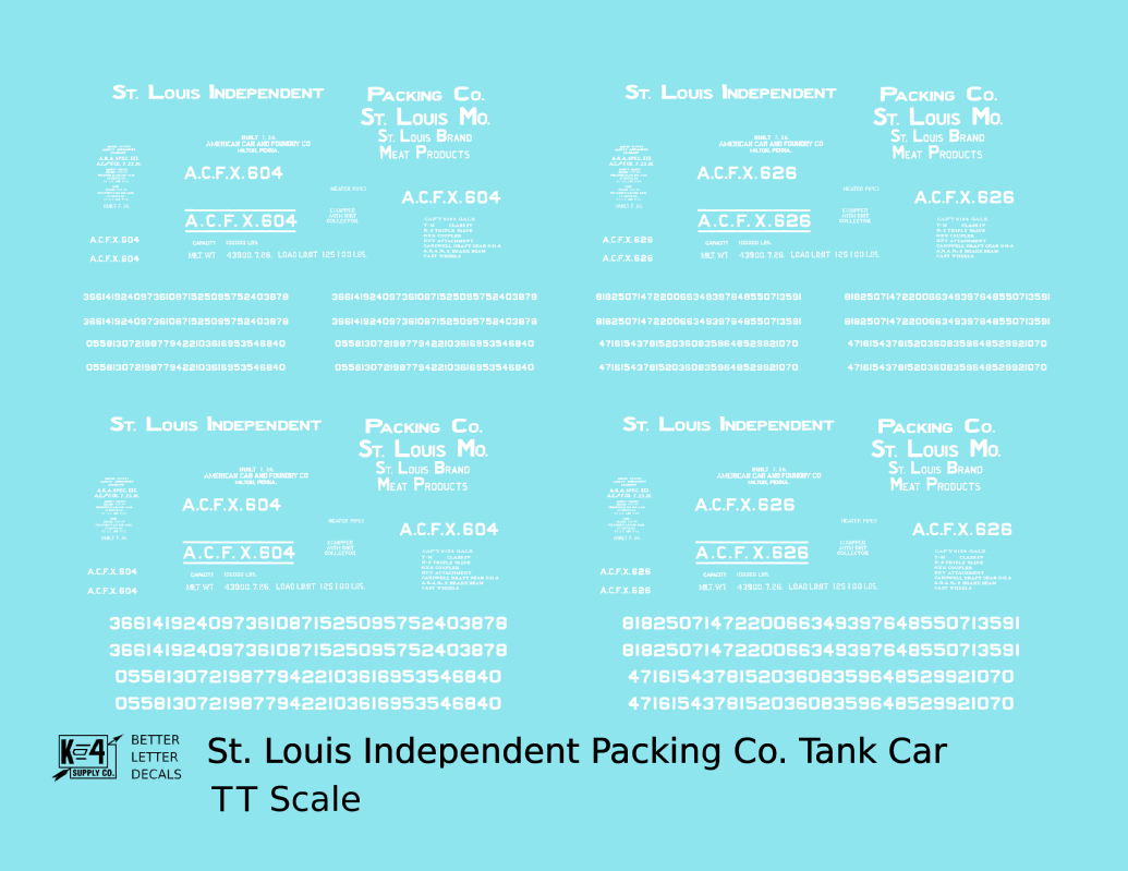 St Louis Independent Packing Tank Car White