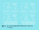 St Louis Independent Packing Tank Car White