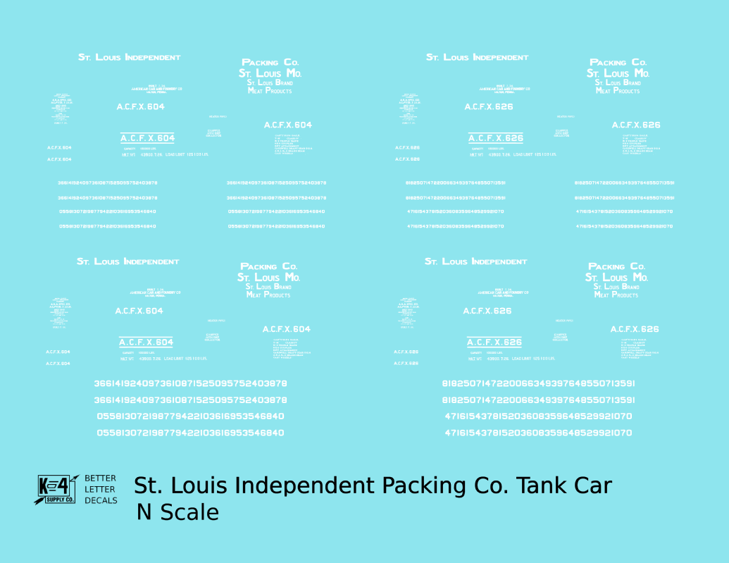 St Louis Independent Packing Tank Car White
