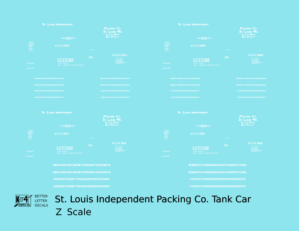 St Louis Independent Packing Tank Car White
