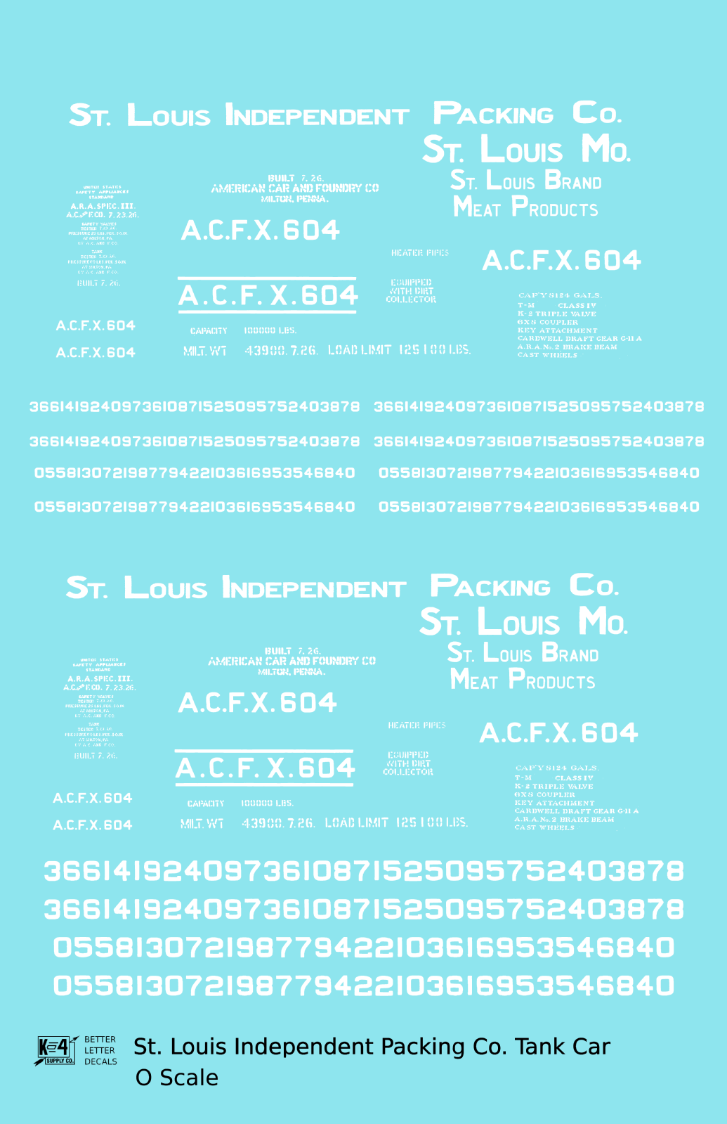 St Louis Independent Packing Tank Car White