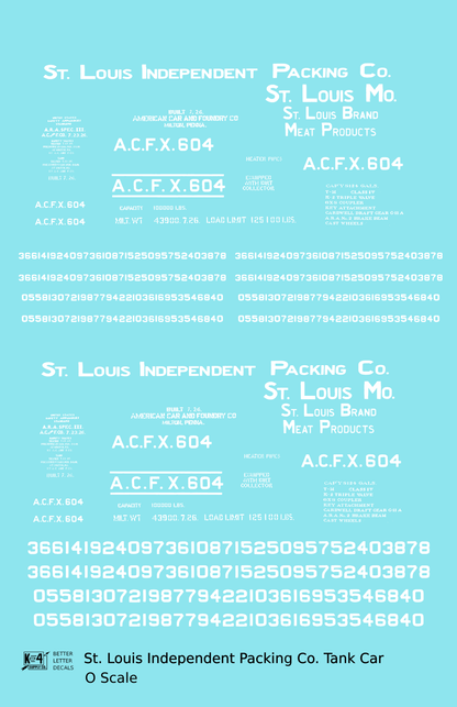 St Louis Independent Packing Tank Car White