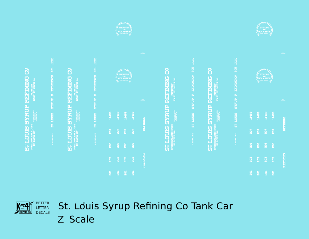 St Louis Syrup Refining Co Early Tank Car White